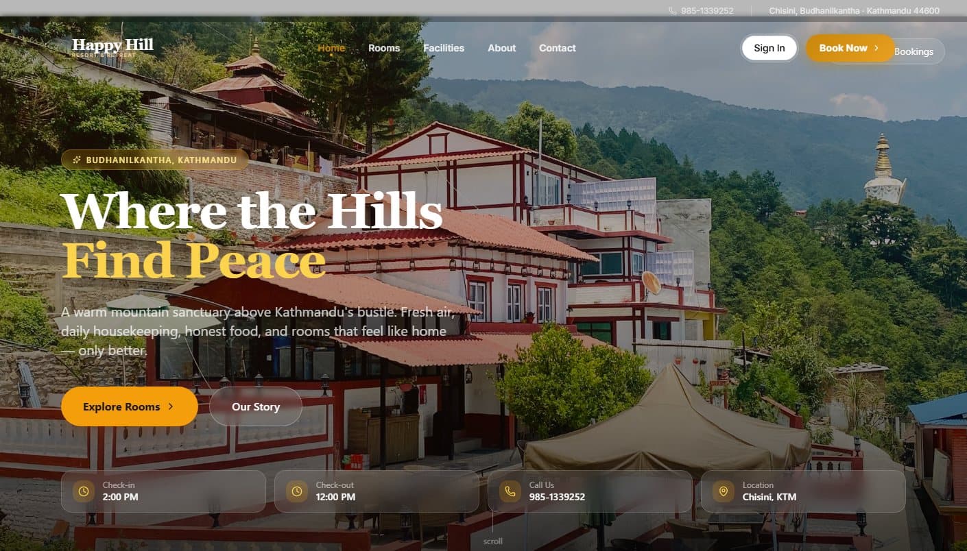 Happy Hill Resort home page