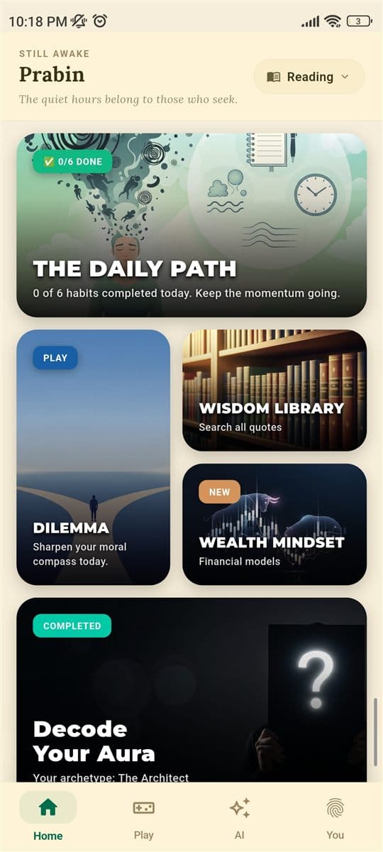 WisdomPath home screen